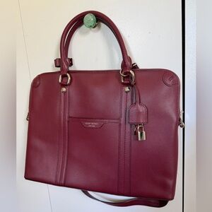 Henri Bendel New York - Deep Red Laptop Bag with lock and cross body